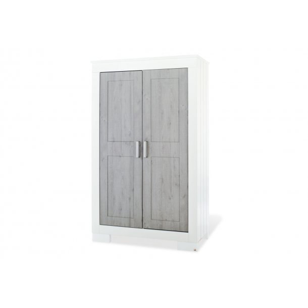 Wardrobe Lolle Brush Painted Mdf White And Laminated Ash Grey